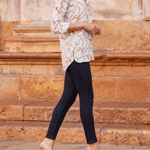 SOLD!!  Gold chain pattern, white tie blouse. Never worn